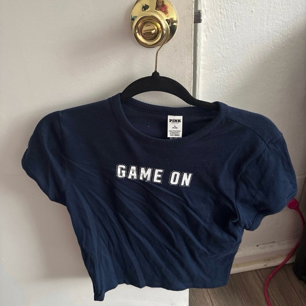 VS PINK Blue Game On Crop Tee